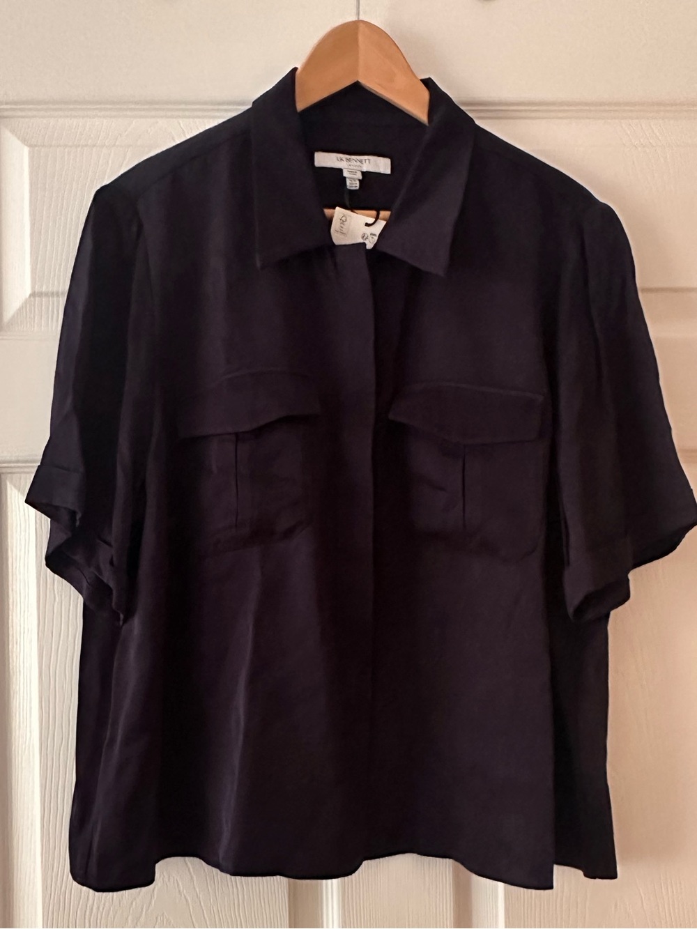 L.K. BENNETT Navy Blue Button Up Collared Shirt - Picture 7 of 10